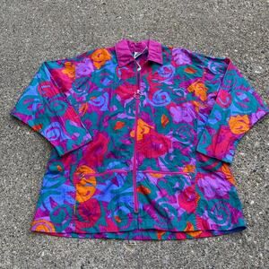 90s Vintage Nike Elite Multicolor Windbreaker Jacket Floral Swirls Abstract